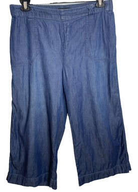 Sound Style NY/LA Women's Large Cotton/Rayon Wide Leg Cropped Jean Pants